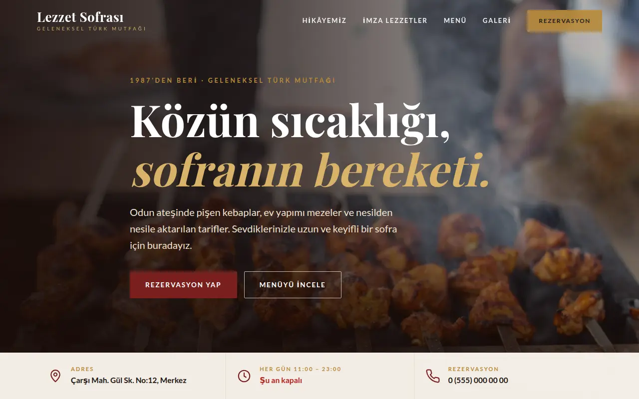 Geleneksel Restoran Web Sitesi — Lezzet Sofrası